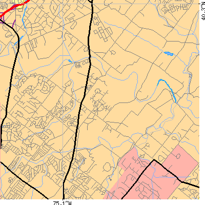 Zip code 18929 close-up map