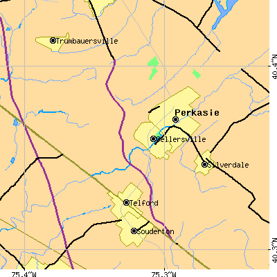 Zip code 18960 close-up map