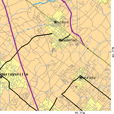 Zip code 18964 close-up map