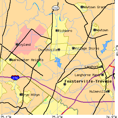 Zip code 18966 close-up map