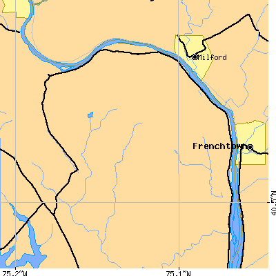 Zip code 18972 close-up map