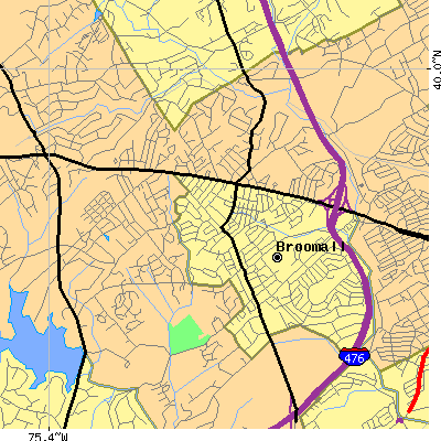 Zip code 19008 close-up map