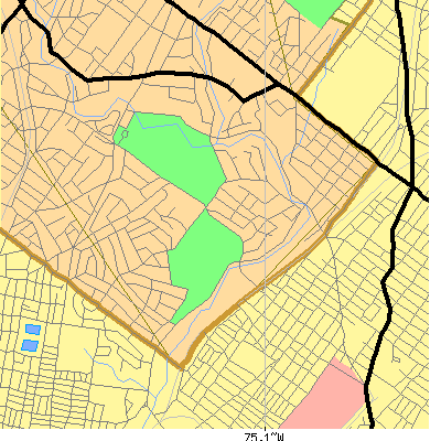 Zip code 19012 close-up map