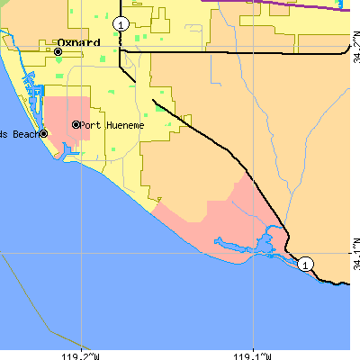 Zip code 93041 close-up map