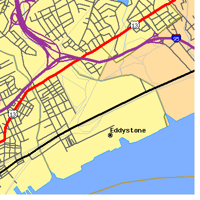 Zip code 19022 close-up map