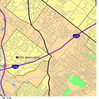 Zip code 19025 close-up map