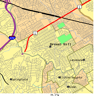 Zip code 19026 close-up map