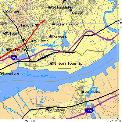 Zip code 19029 close-up map