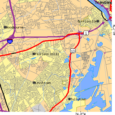 Zip code 19030 close-up map