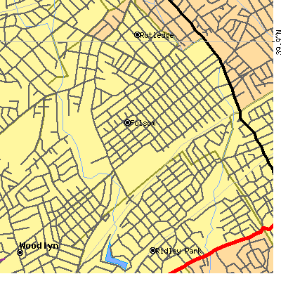 Zip code 19033 close-up map