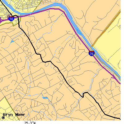 Zip code 19035 close-up map