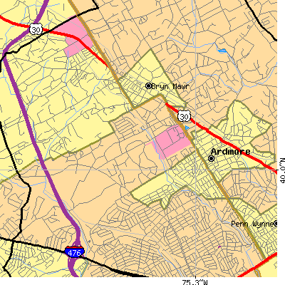 Zip code 19041 close-up map