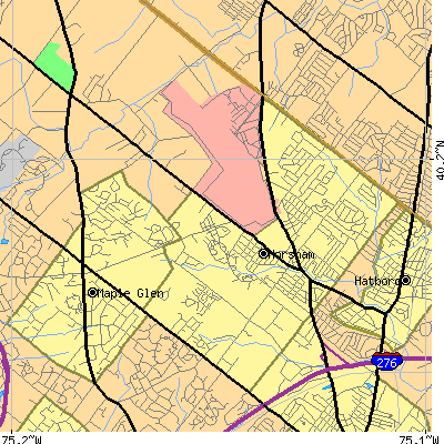 Zip code 19044 close-up map