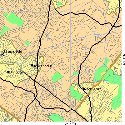 Zip code 19046 close-up map
