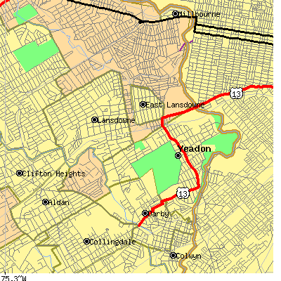 Zip code 19050 close-up map