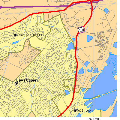 Zip code 19054 close-up map