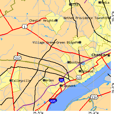 Zip code 19061 close-up map