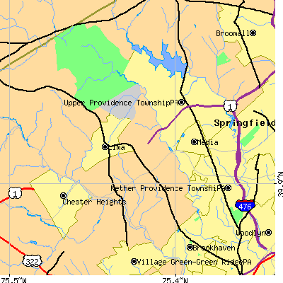 Zip code 19063 close-up map