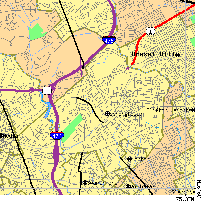 Zip code 19064 close-up map