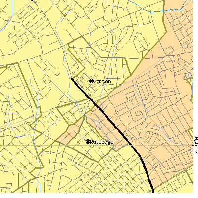 Zip code 19070 close-up map