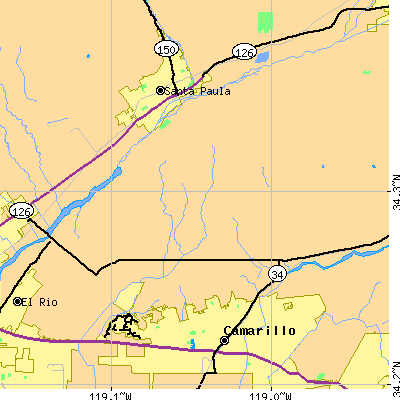 Zip code 93066 close-up map