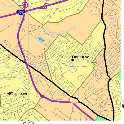 Zip code 19075 close-up map