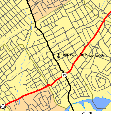 Zip code 19076 close-up map
