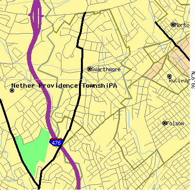 Zip code 19081 close-up map