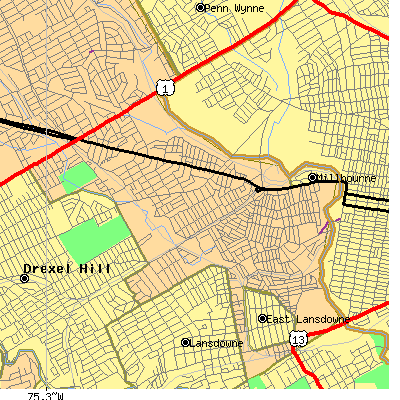 Zip code 19082 close-up map