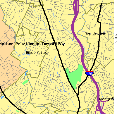 Zip code 19086 close-up map