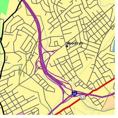 Zip code 19094 close-up map