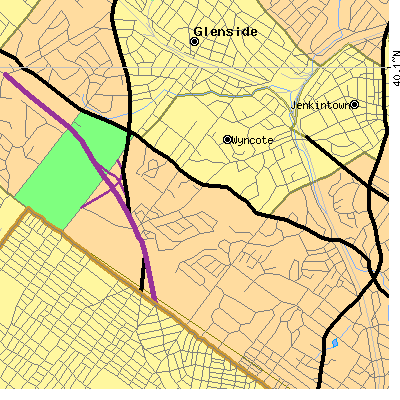 Zip code 19095 close-up map