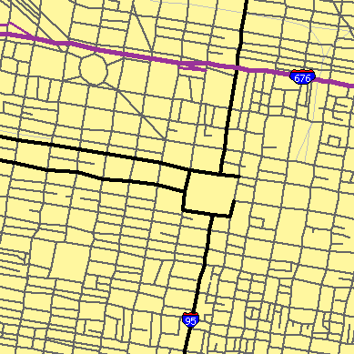 Zip code 19102 close-up map