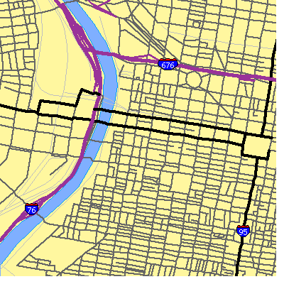 Zip code 19103 close-up map