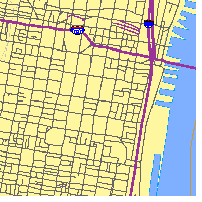 Zip code 19106 close-up map