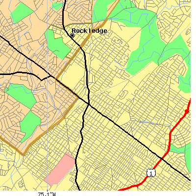 Zip code 19111 close-up map
