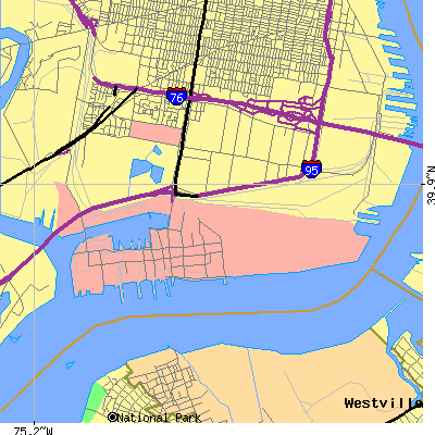 Zip code 19112 close-up map
