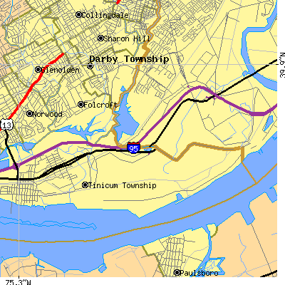 Zip code 19113 close-up map