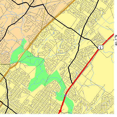 Zip code 19115 close-up map