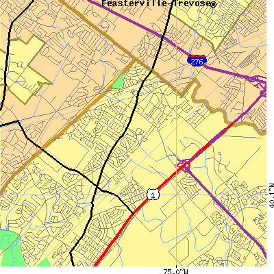 Zip code 19116 close-up map