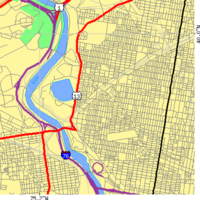 Zip code 19121 close-up map