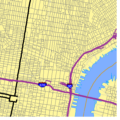 Zip code 19123 close-up map