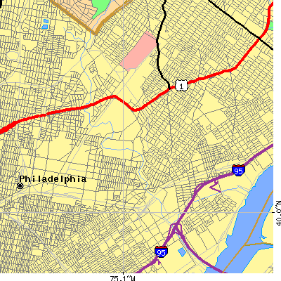 Zip code 19124 close-up map