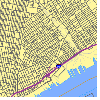 Zip code 19125 close-up map