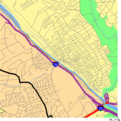 Zip code 19127 close-up map