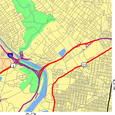 Zip code 19129 close-up map