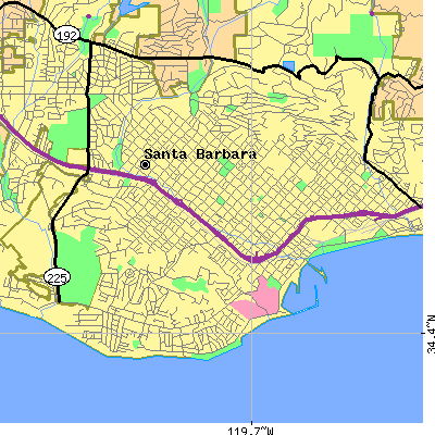 Zip code 93101 close-up map
