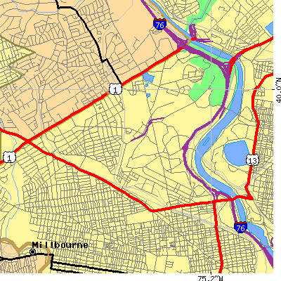 Zip code 19131 close-up map