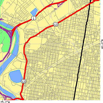 Zip code 19132 close-up map