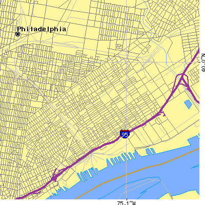 Zip code 19134 close-up map